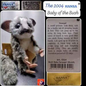 2004 Hansa- Art. 5324 -Bush Baby Senegal Plush- From The Wilds Of Africa